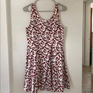 Floral Red and White Dress Flowy Dress, size 12
